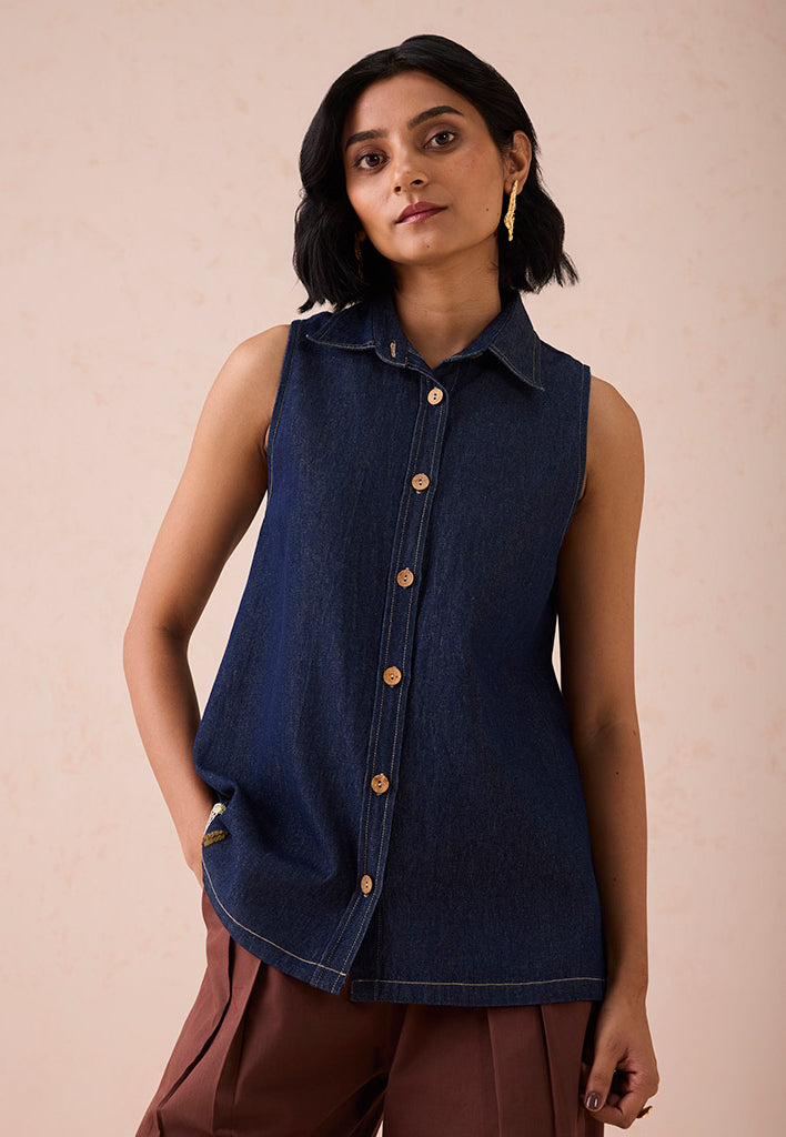 The Mountain Denim Sleeveless Shirt TOPS SUI