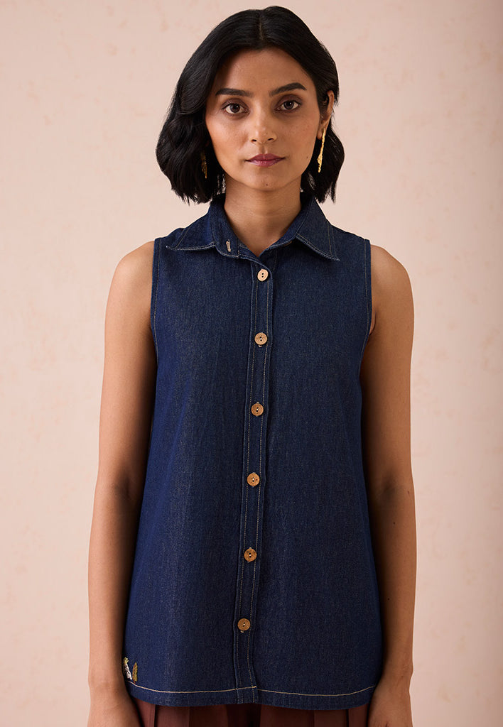 The Mountain Denim Sleeveless Shirt TOPS SUI