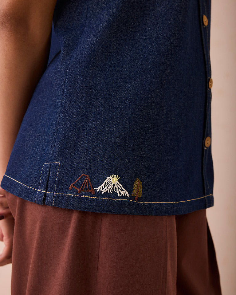 The Mountain Denim Sleeveless Shirt TOPS SUI