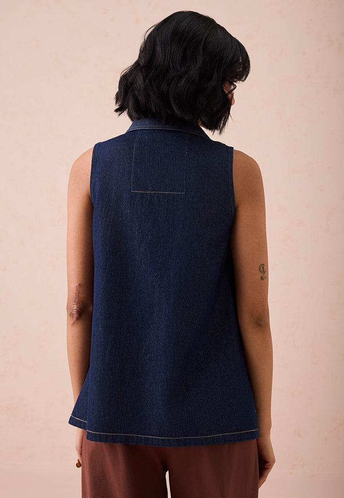 The Mountain Denim Sleeveless Shirt TOPS SUI