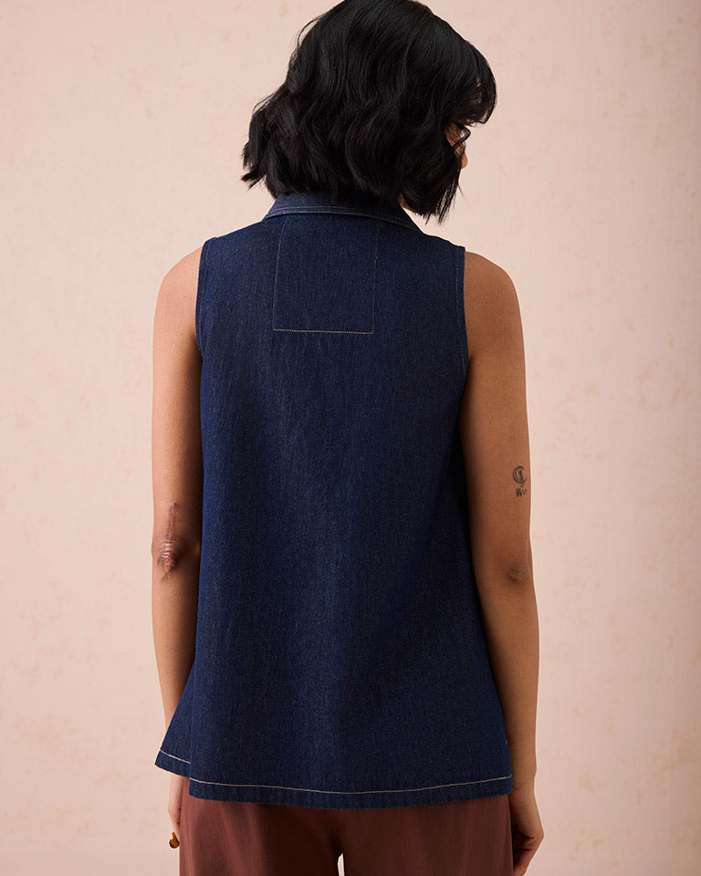 The Mountain Denim Sleeveless Shirt TOPS SUI