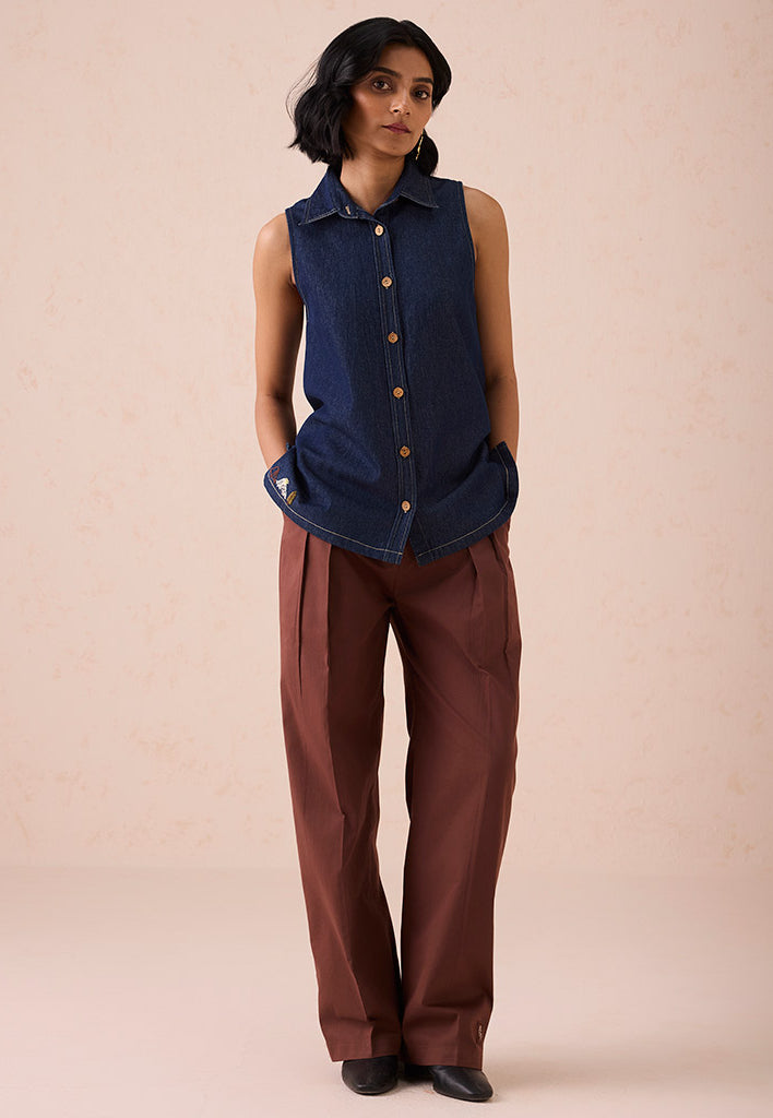 The Mountain Denim Sleeveless Shirt TOPS SUI
