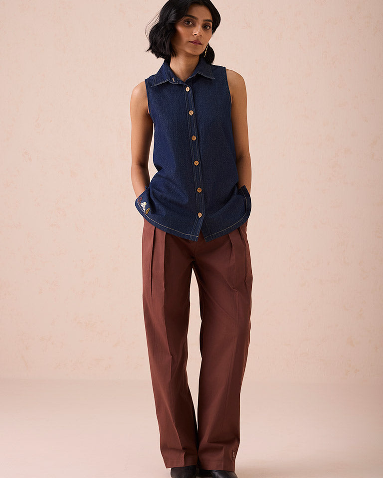 The Mountain Denim Sleeveless Shirt TOPS SUI