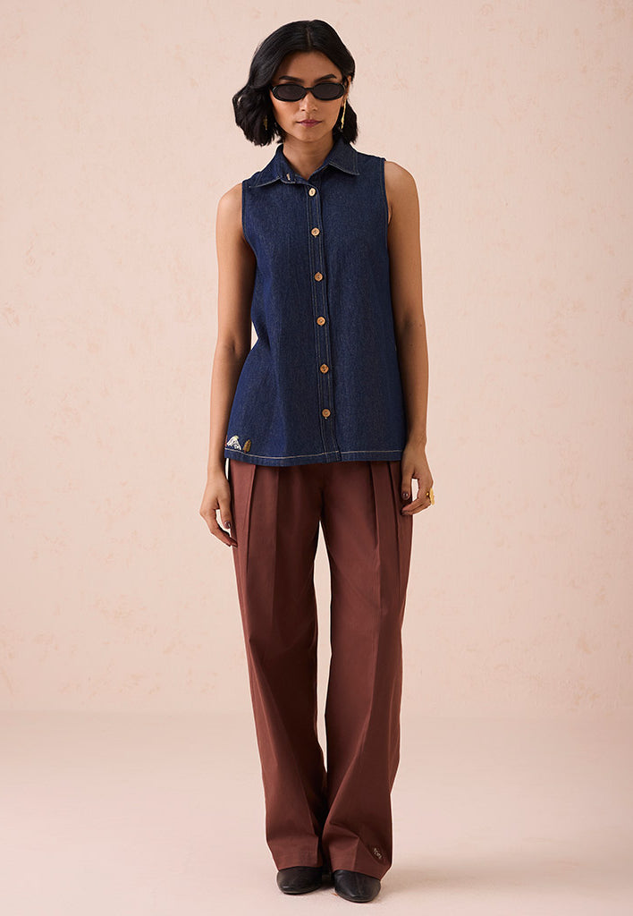 The Mountain Denim Sleeveless Shirt TOPS SUI