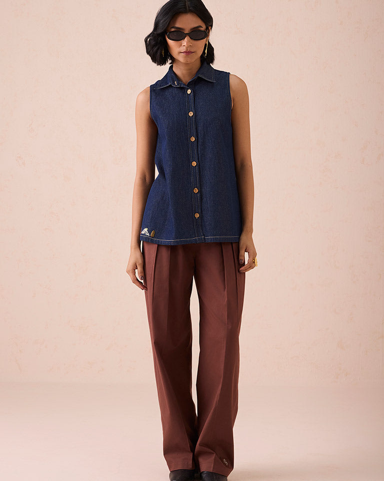 The Mountain Denim Sleeveless Shirt TOPS SUI