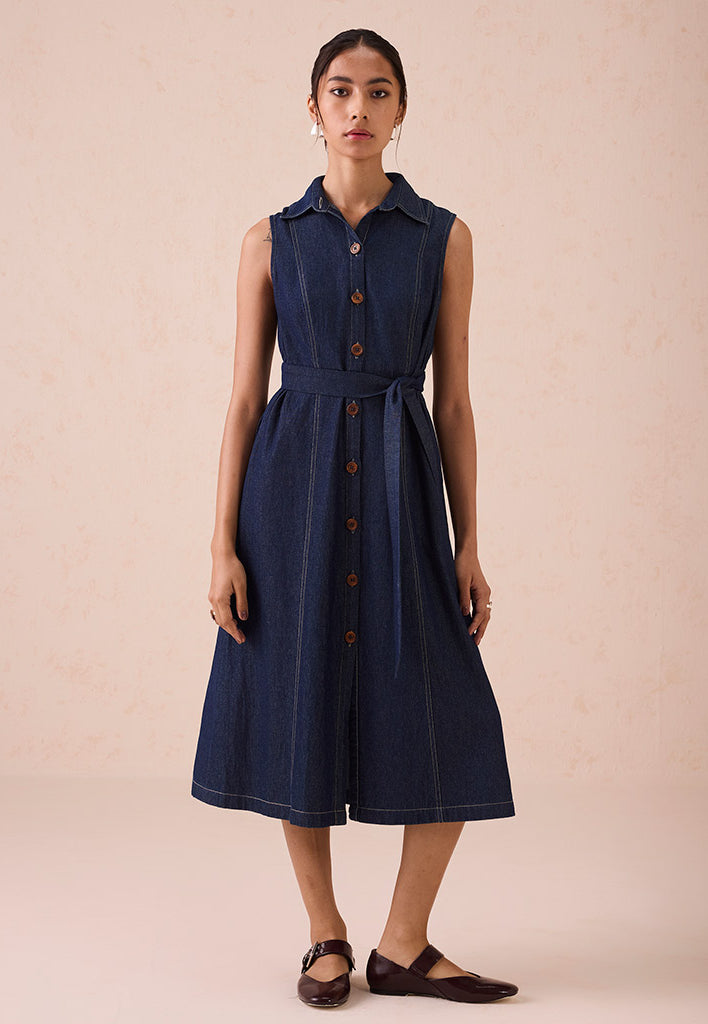 The Sunrise Denim Midi Dress DRESSES SUI