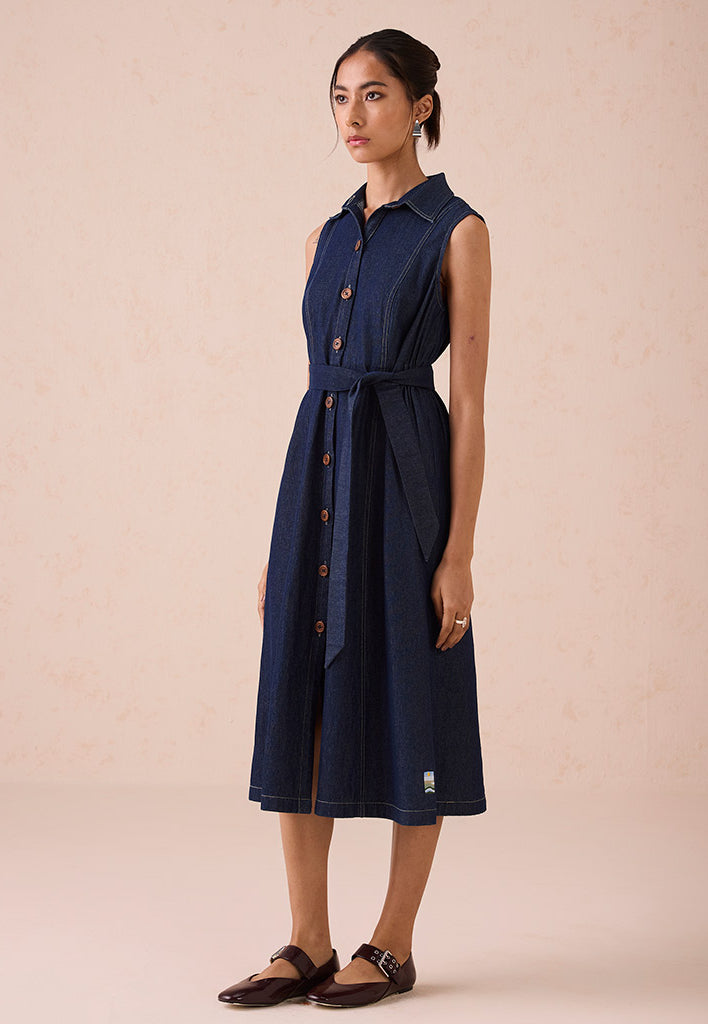 The Sunrise Denim Midi Dress DRESSES SUI