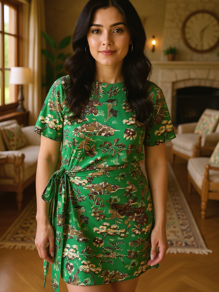 Green Fields Wrap Dress DRESSES SUI