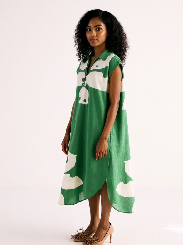 Maple Leaf Shirt Dress DRESSES KHARA KAPAS