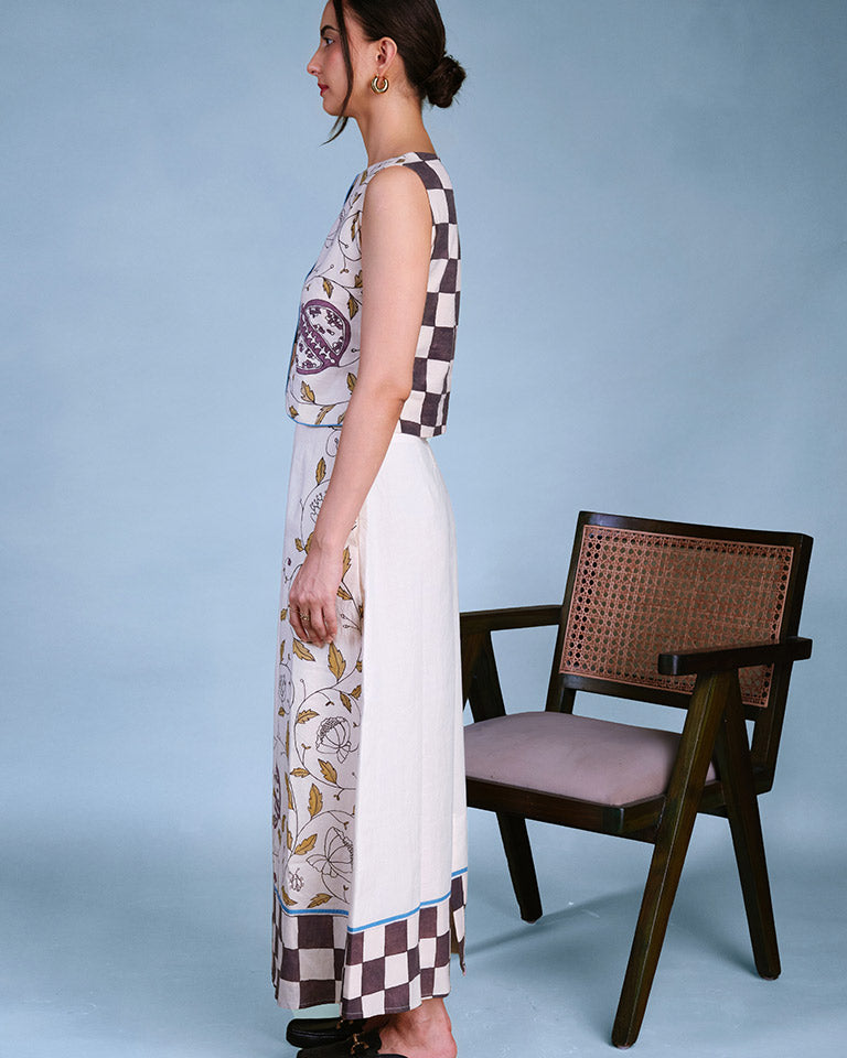 Petal Print Midi Skirt BOTTOMS IKKIVI