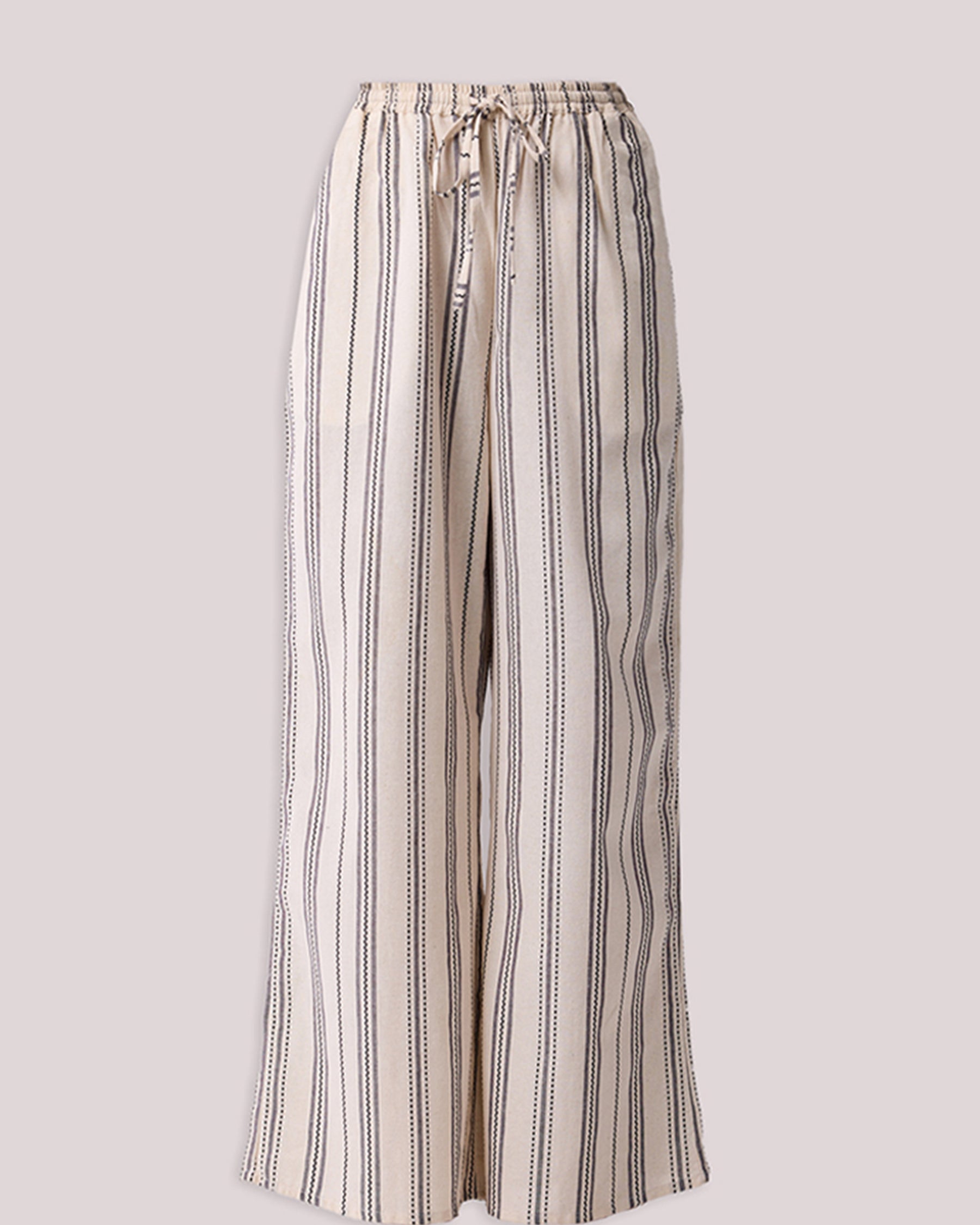 Wide Leg Drawstring Stripe Pants BOTTOMS Reistor