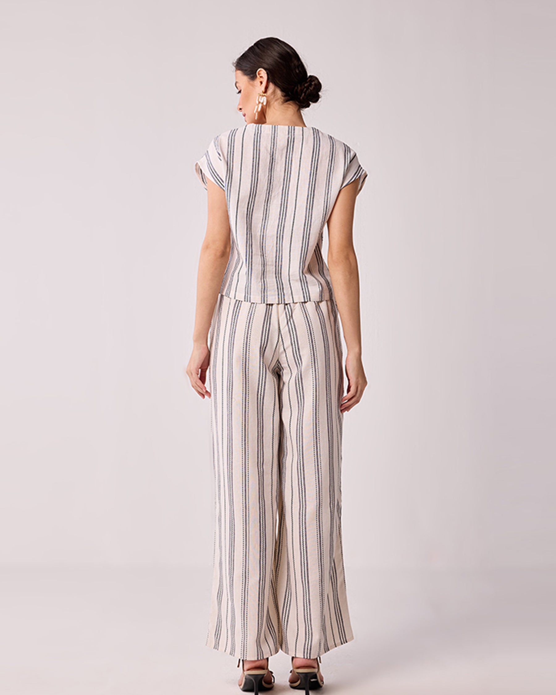 Wide Leg Drawstring Stripe Pants BOTTOMS Reistor