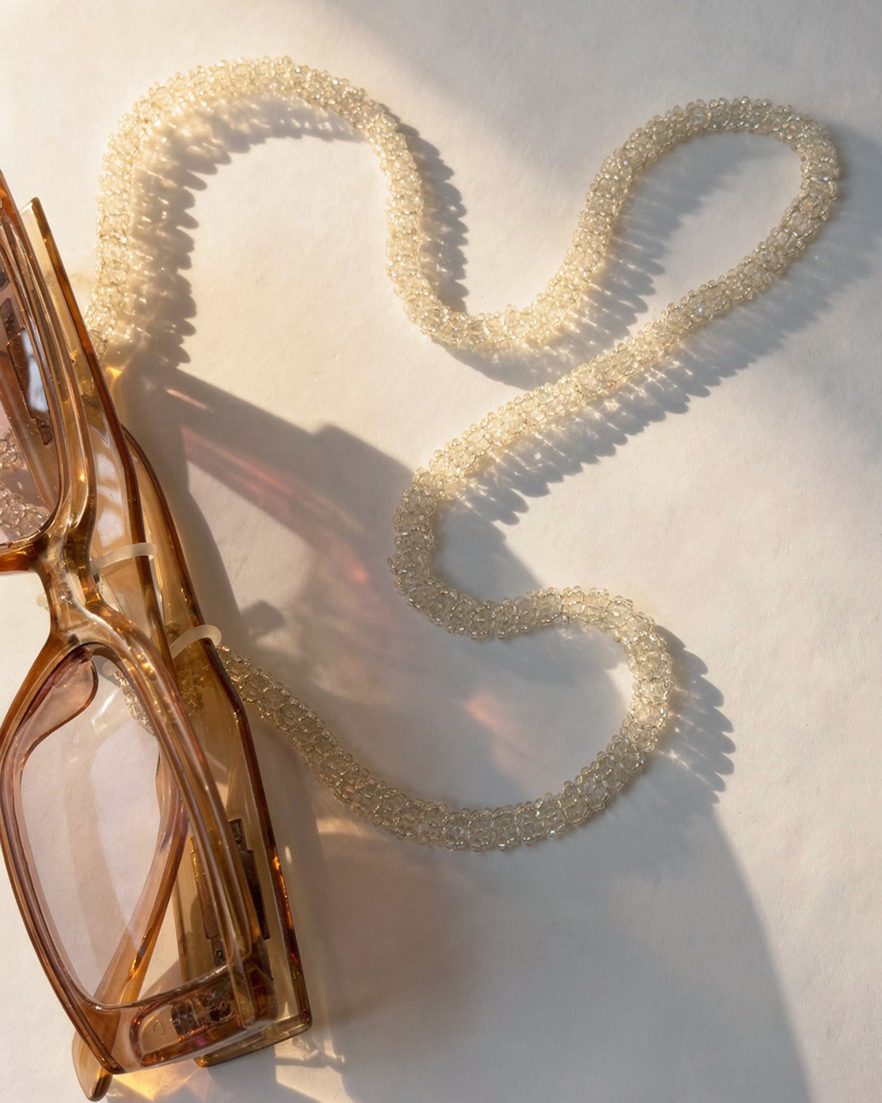 Silver White Beaded Sunglass Chain ACCESSORIES IKKIVI