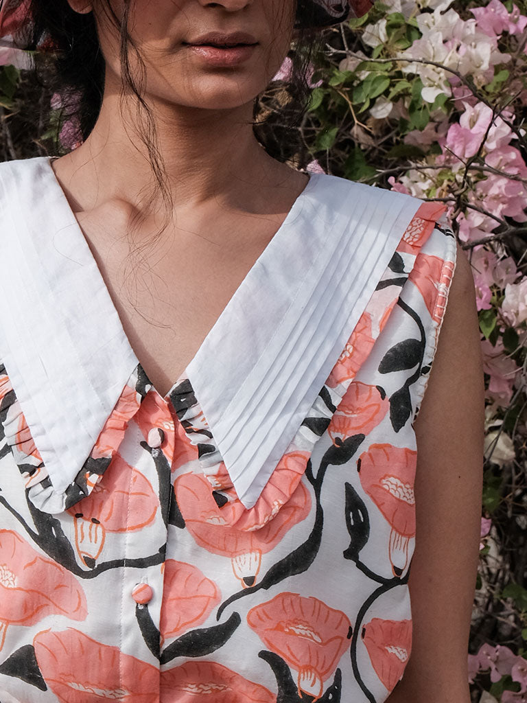 Eva Vintage Wide Collar Top TOPS Khajoor