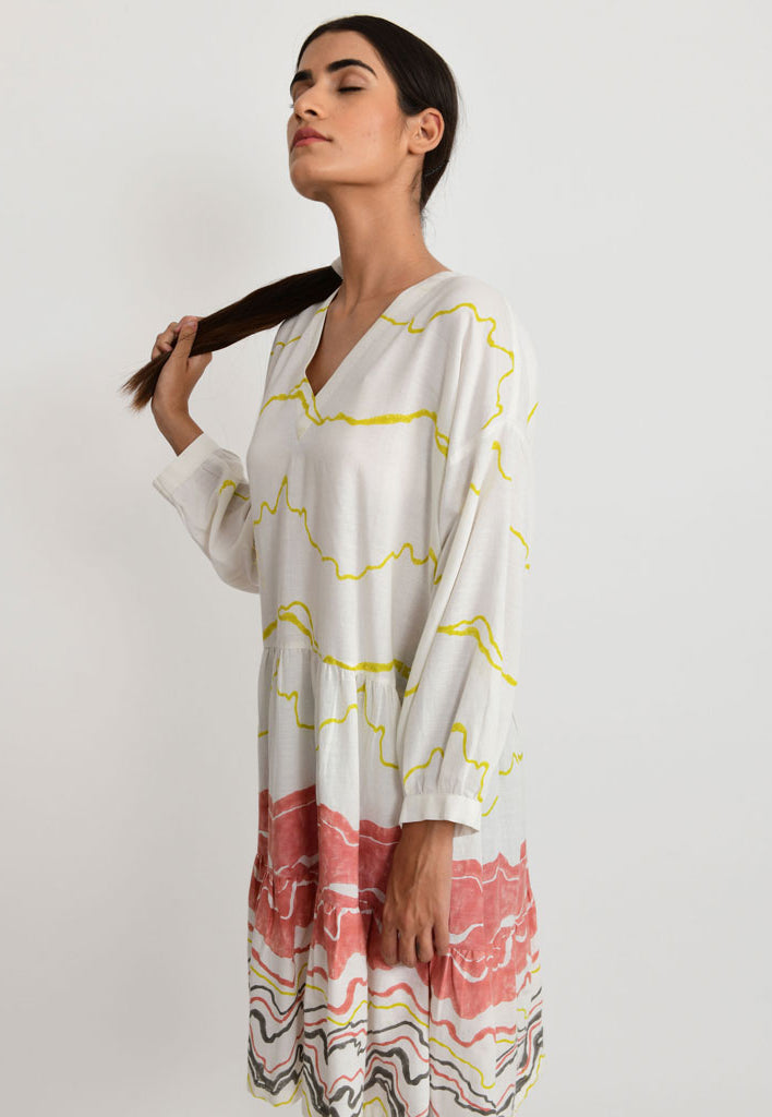 Salmon Wave Dress DRESSES Rias Jaipur