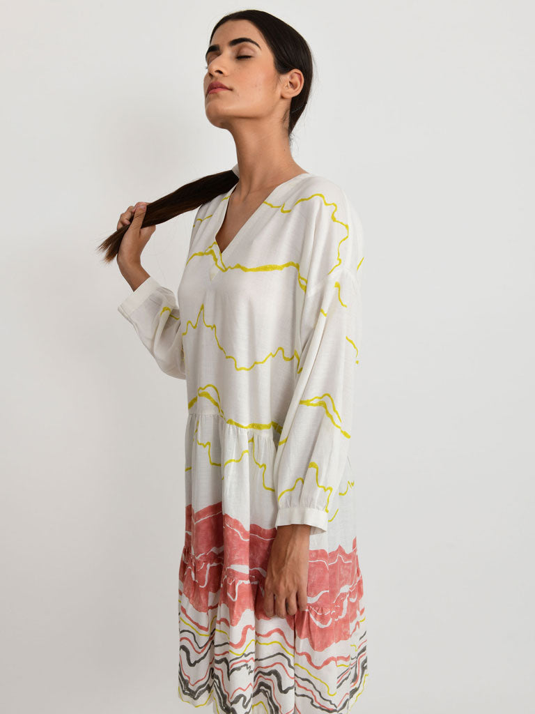 Salmon Wave Dress DRESSES Rias Jaipur