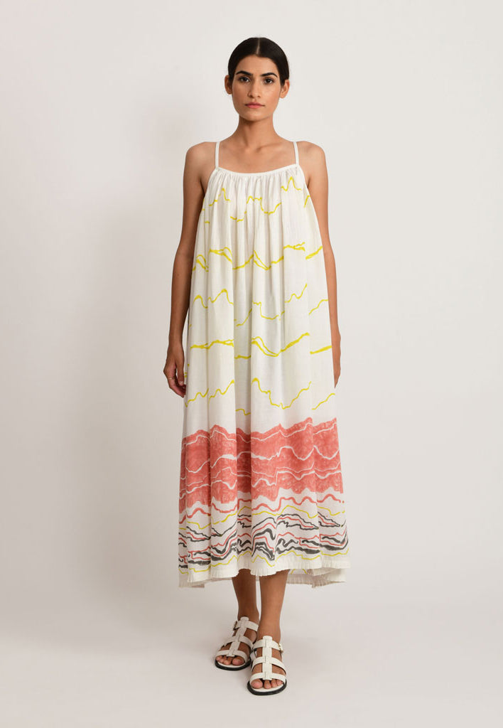 Salmon Gathered Dress DRESSES Rias Jaipur