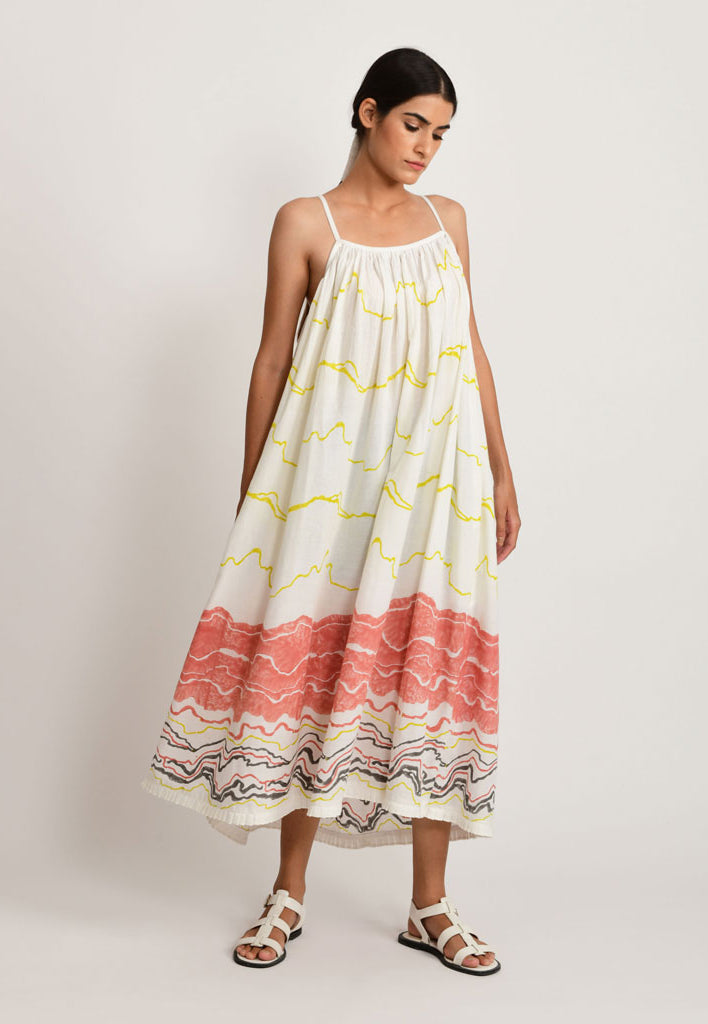 Salmon Gathered Dress DRESSES Rias Jaipur