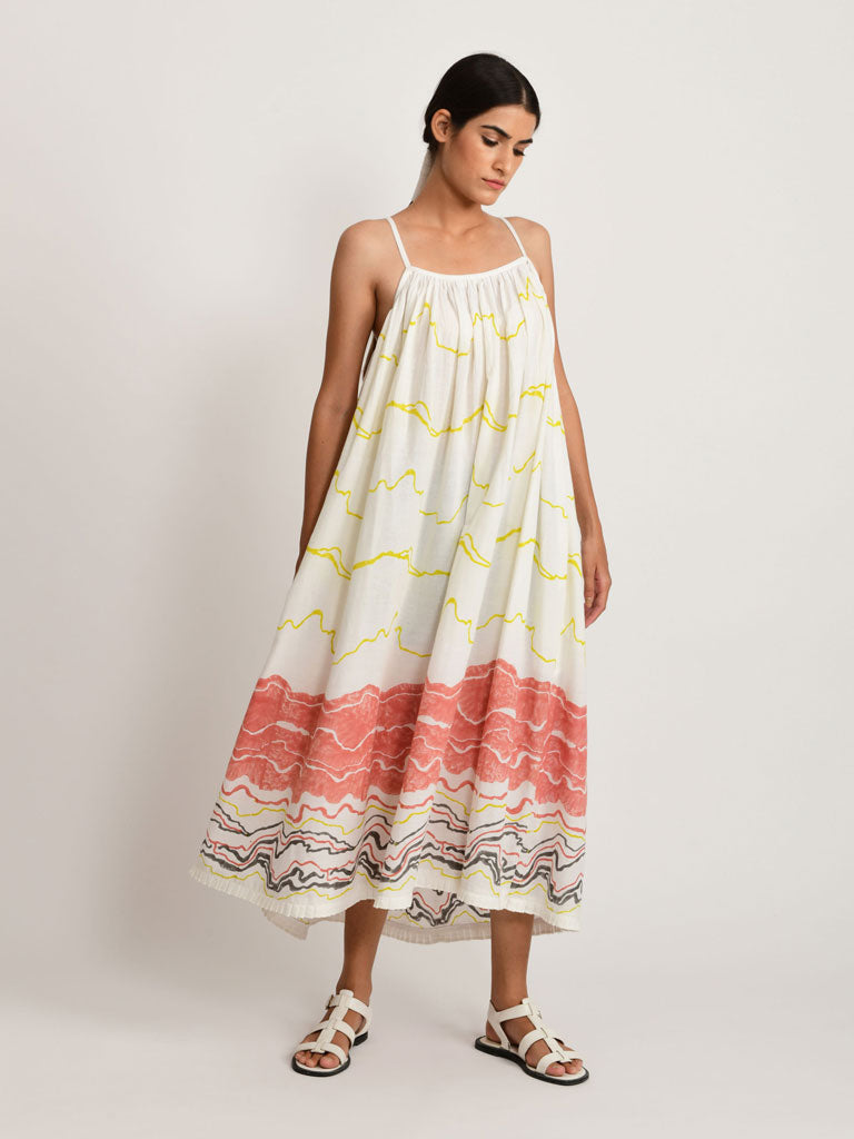 Salmon Gathered Dress DRESSES Rias Jaipur