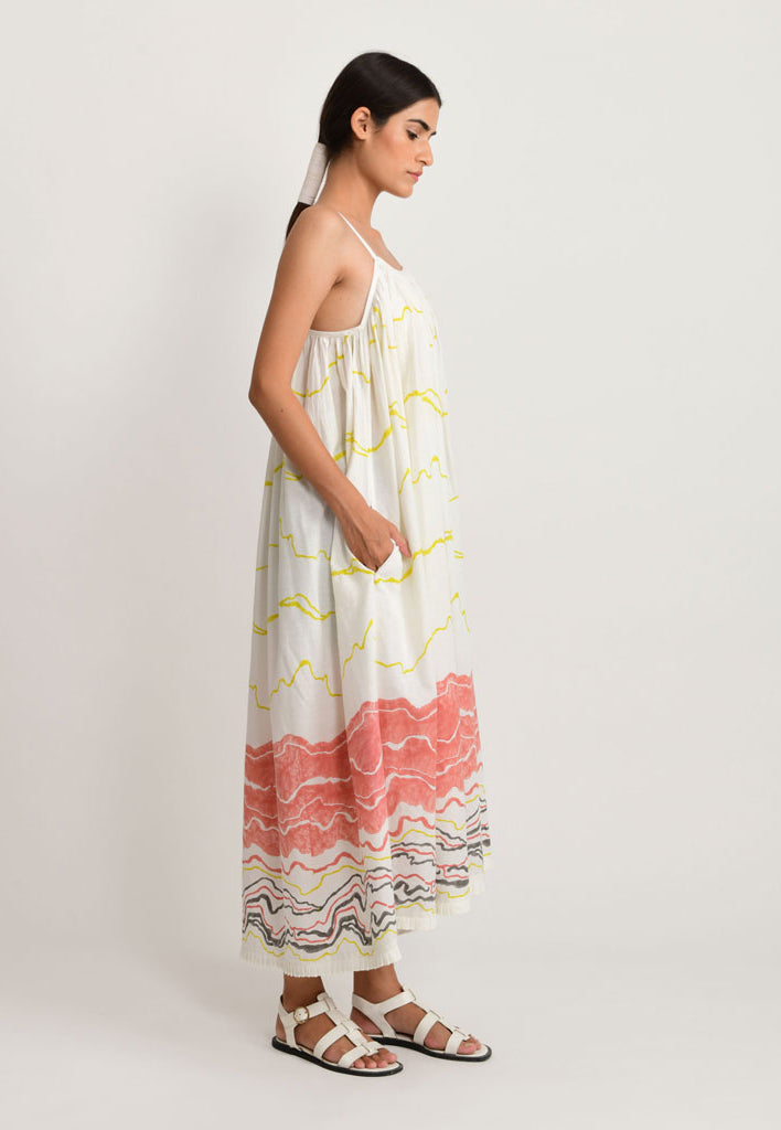 Salmon Gathered Dress DRESSES Rias Jaipur