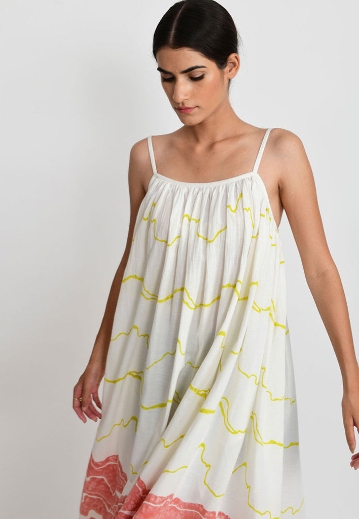 Salmon Gathered Dress DRESSES Rias Jaipur