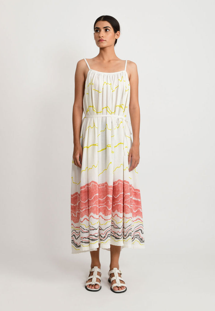 Salmon Gathered Dress DRESSES Rias Jaipur