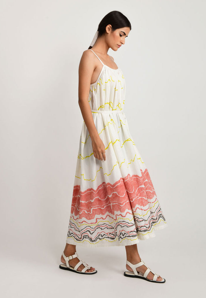 Salmon Gathered Dress DRESSES Rias Jaipur