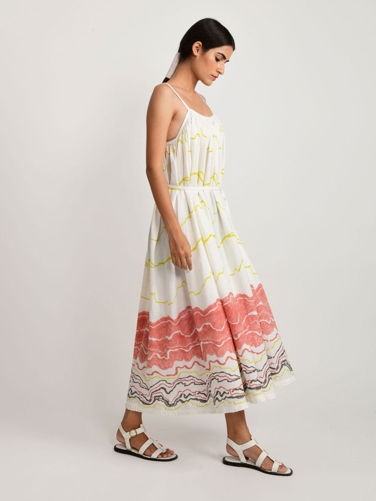 Salmon Gathered Dress DRESSES Rias Jaipur