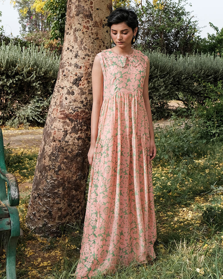 Amethyst Floret Long Tier Dress DRESSES Khajoor