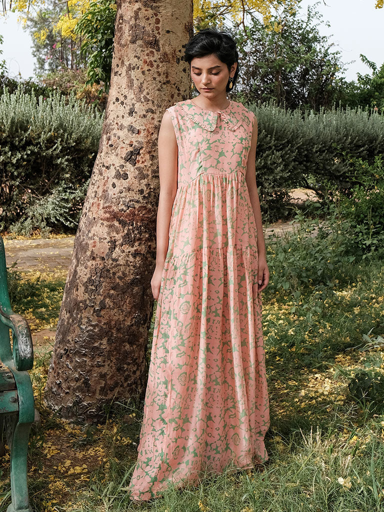 Amethyst Floret Long Tier Dress DRESSES Khajoor   