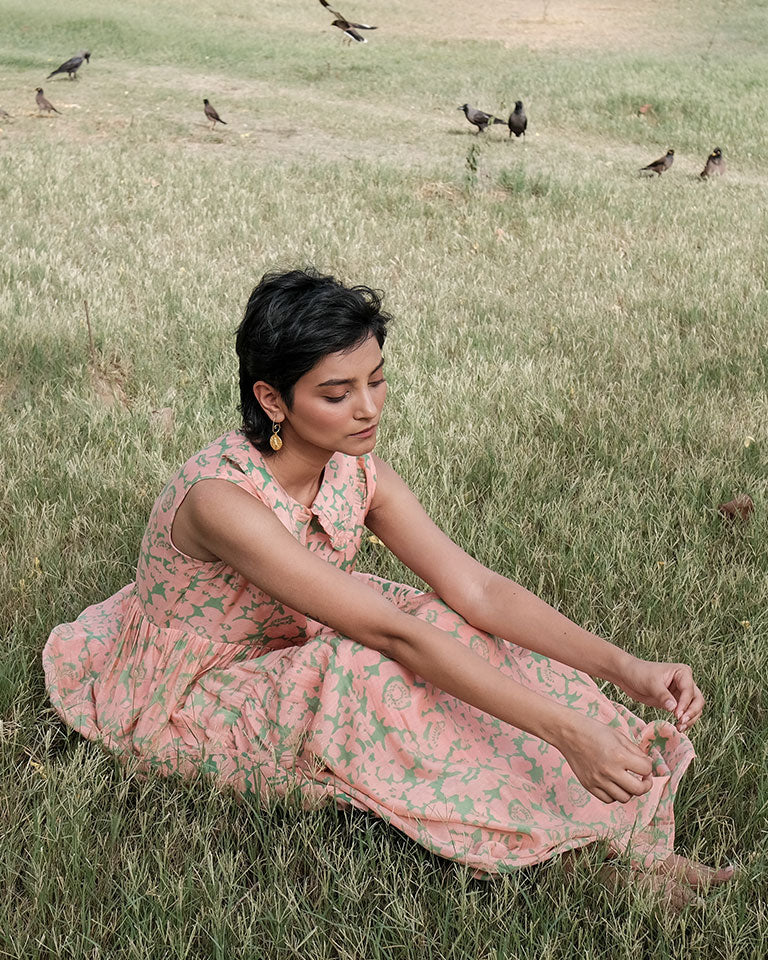 Amethyst Floret Long Tier Dress DRESSES Khajoor