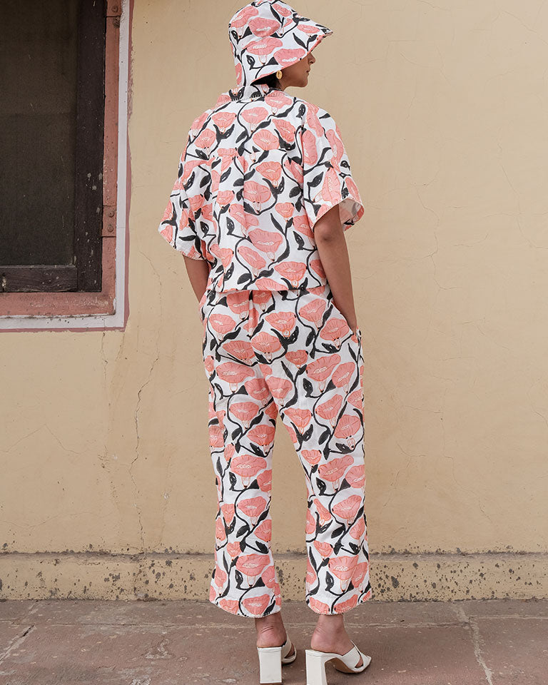 Outlined Florals Boxy Resort Shirt TOPS Khajoor