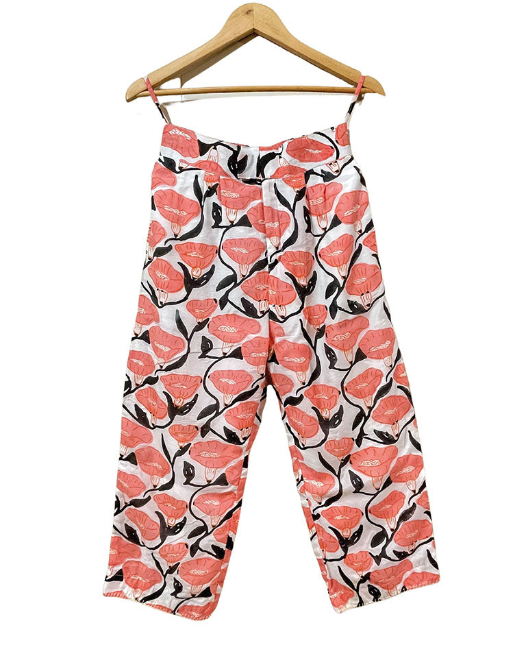 Outlined Florals Cropped Trousers BOTTOMS Khajoor