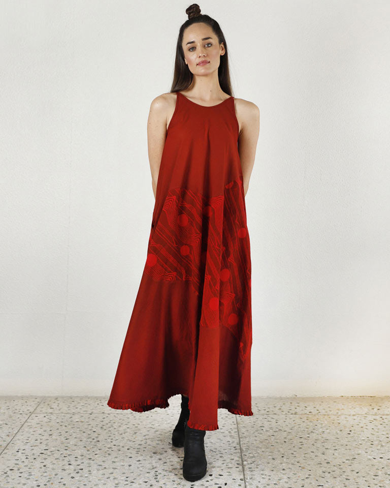 Cherry Red Maxi Dress DRESSES Rias Jaipur