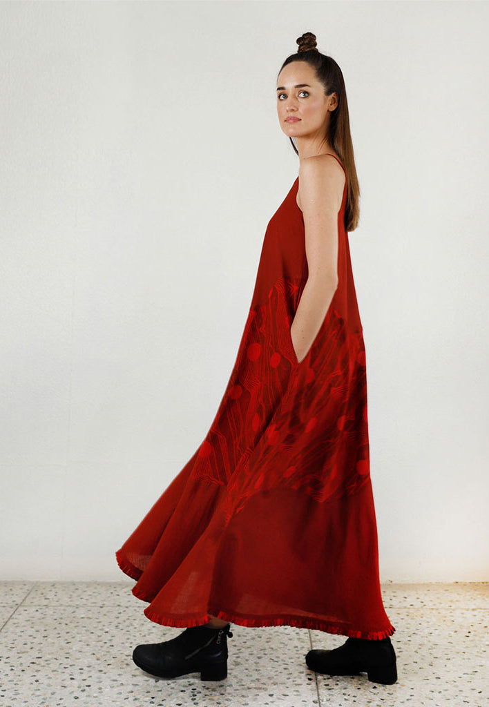 Cherry Red Maxi Dress DRESSES Rias Jaipur