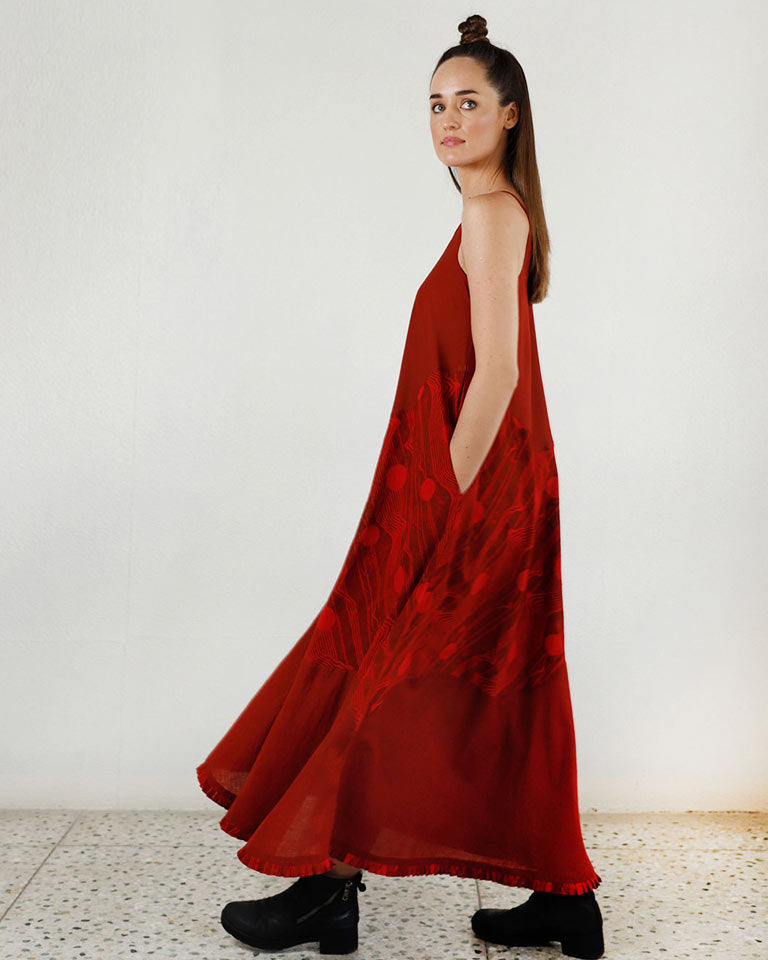 Cherry Red Maxi Dress DRESSES Rias Jaipur