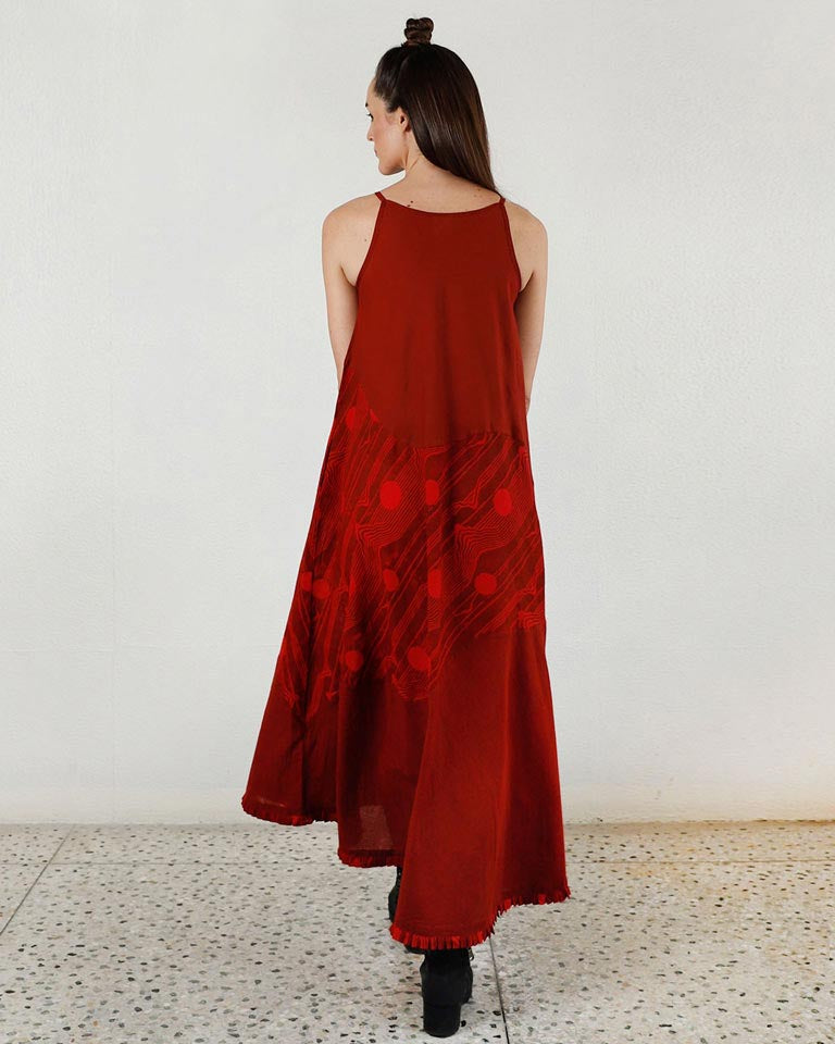 Cherry Red Maxi Dress DRESSES Rias Jaipur