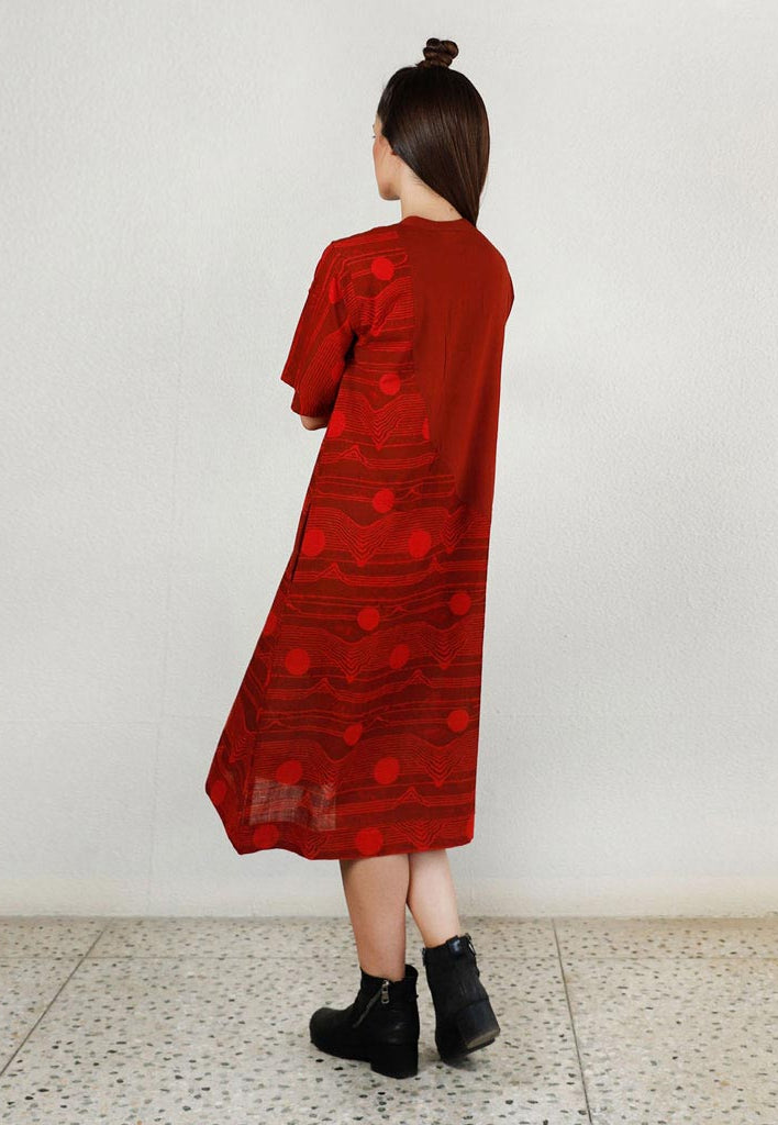 Fluid Red Pocket Dress DRESSES Rias Jaipur