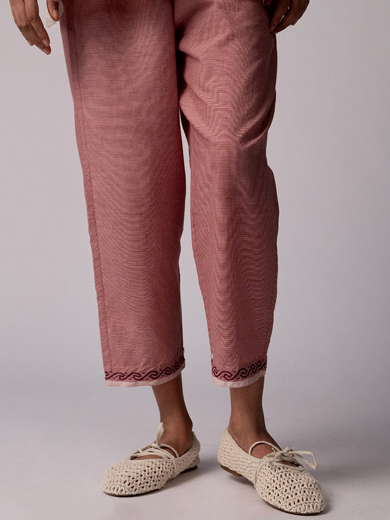 Anjira Microcheck Red Pants BOTTOMS IKKIVI