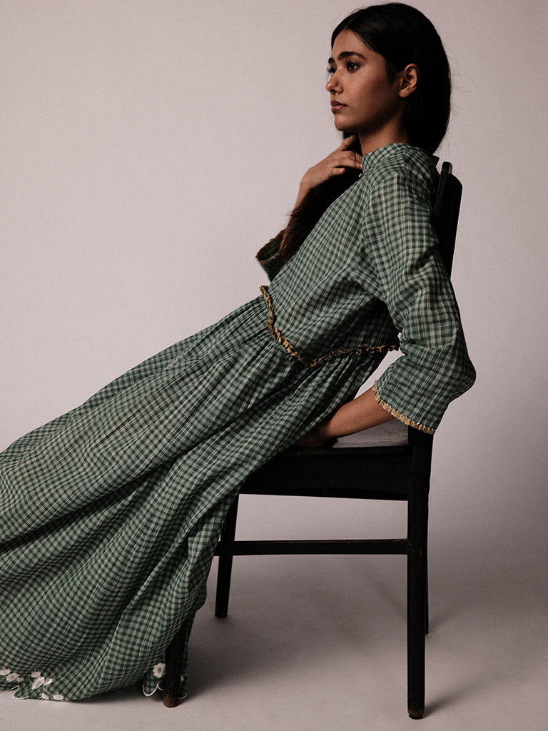 Mandara Green Check Dress DRESSES IKKIVI