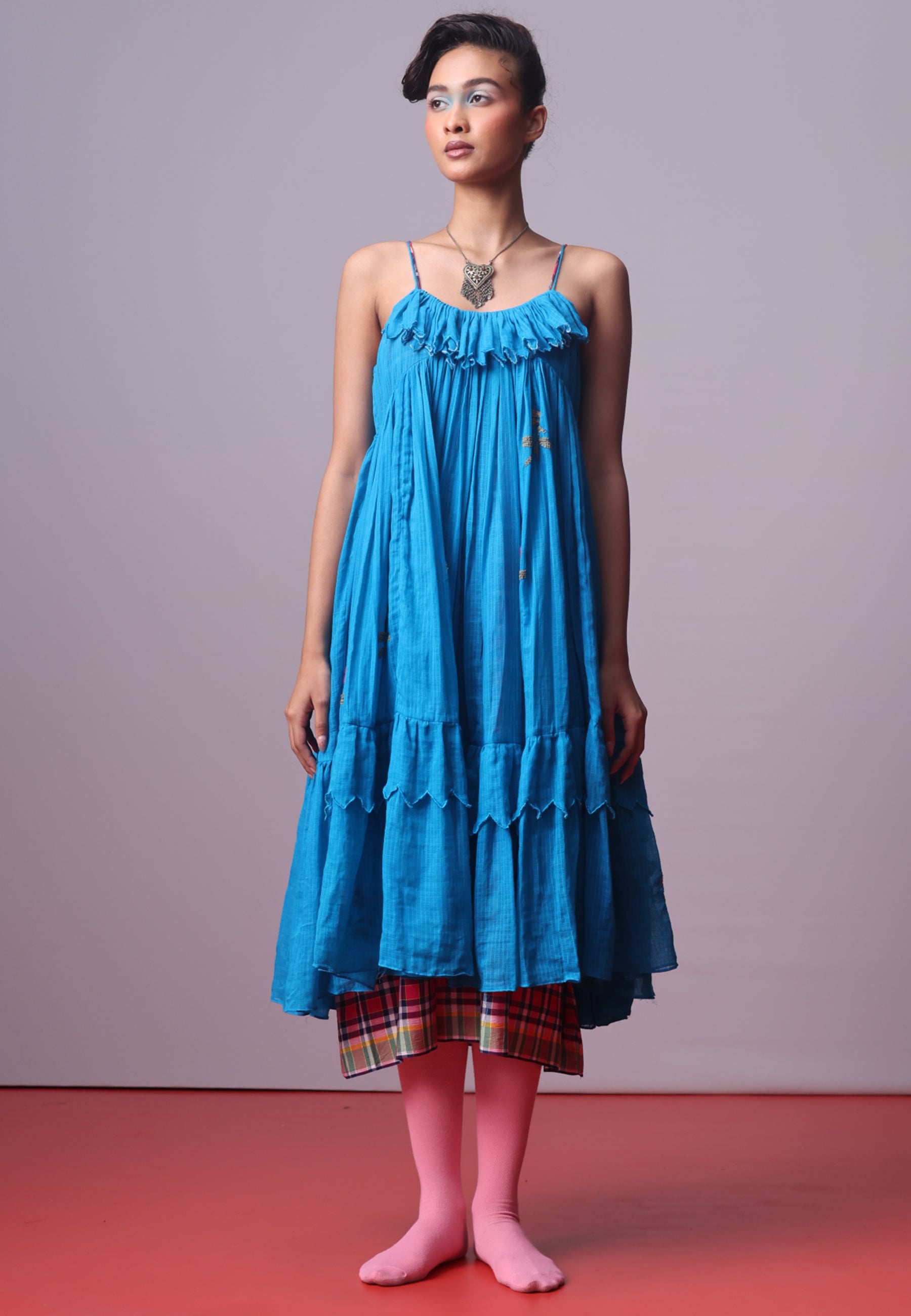Turquoise Bloom Frill Dress DRESSES IKKIVI