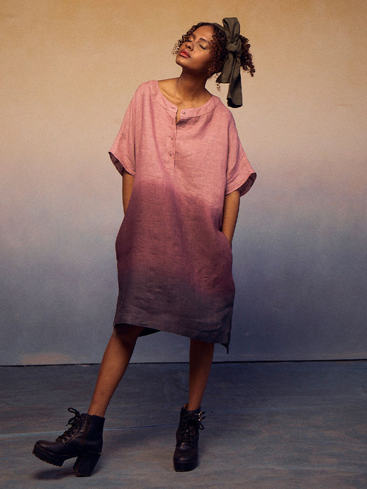 Ombre Block Dress Lavender Charcoal DRESSES IKKIVI   