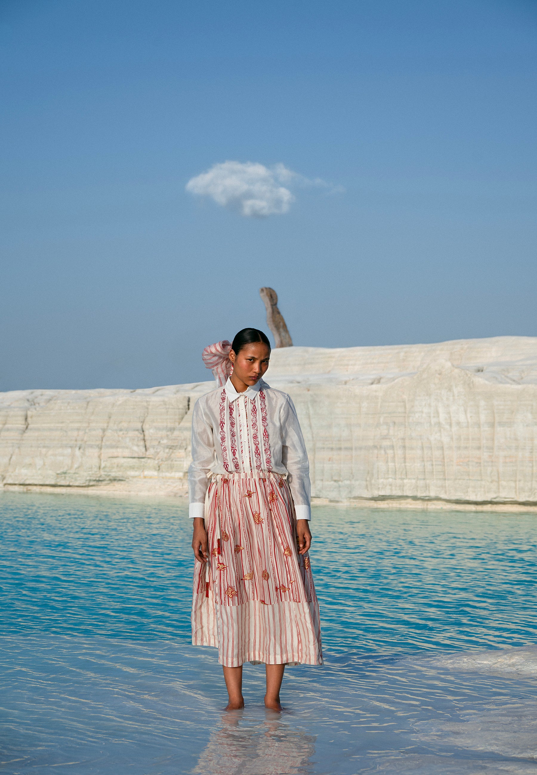 ⁠Htami Drawstring Panelled Skirt BOTTOMS Ahmev