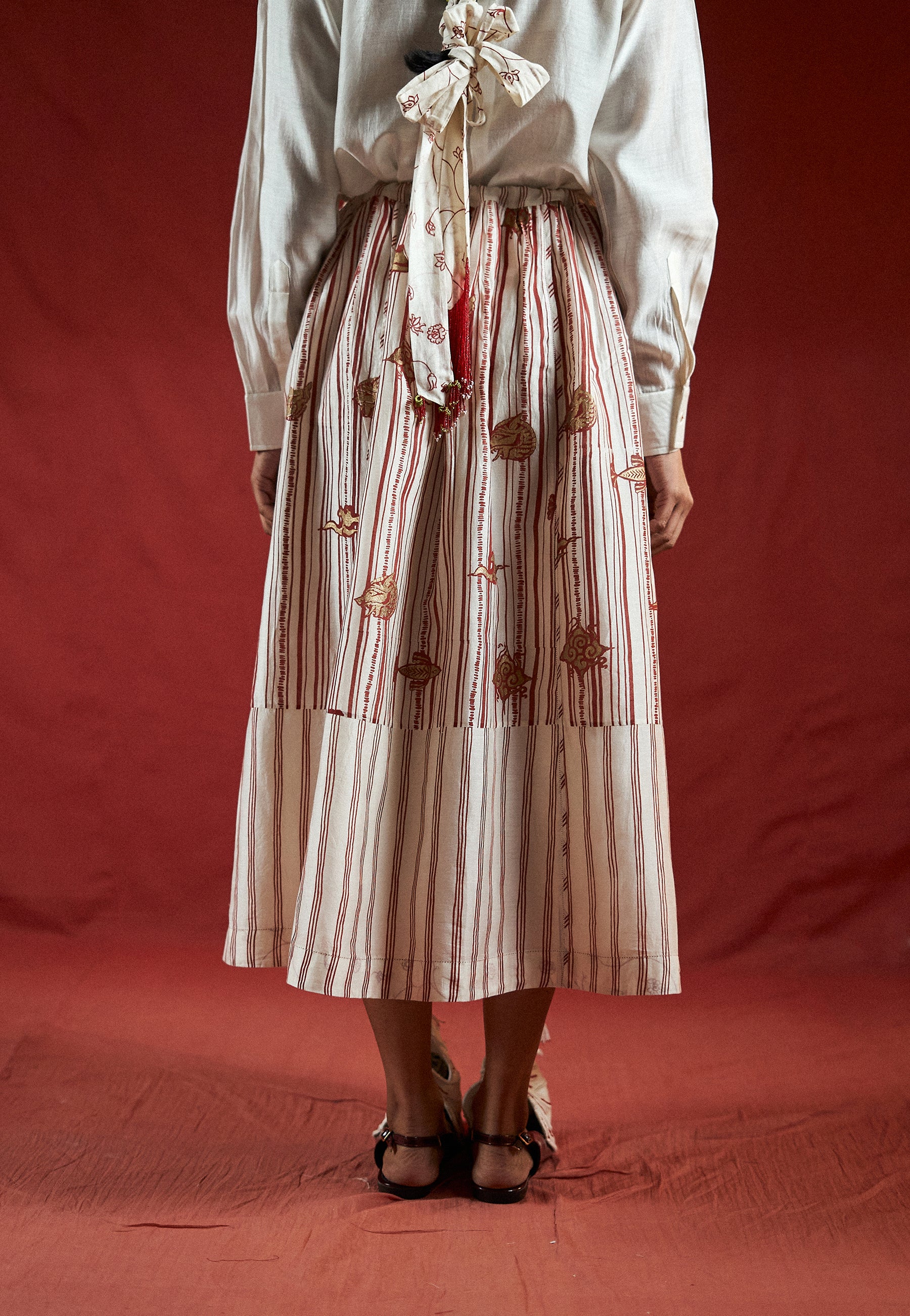 ⁠Htami Drawstring Panelled Skirt BOTTOMS Ahmev