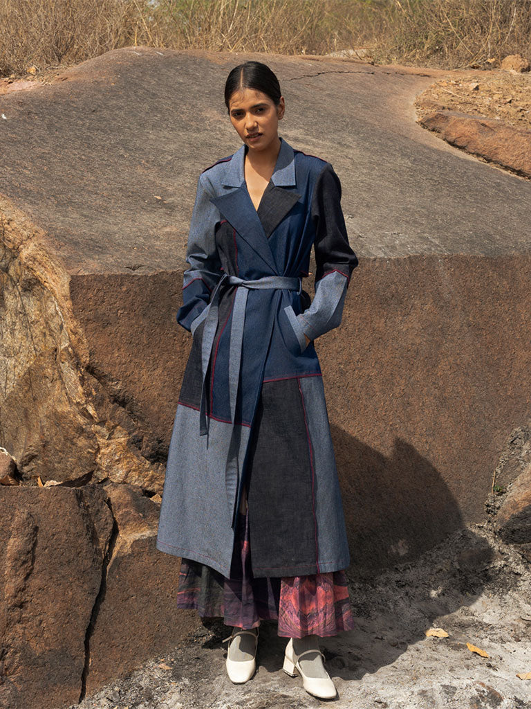 Trench Coat Ladies Dress Coat Model Amelia Denim Trench