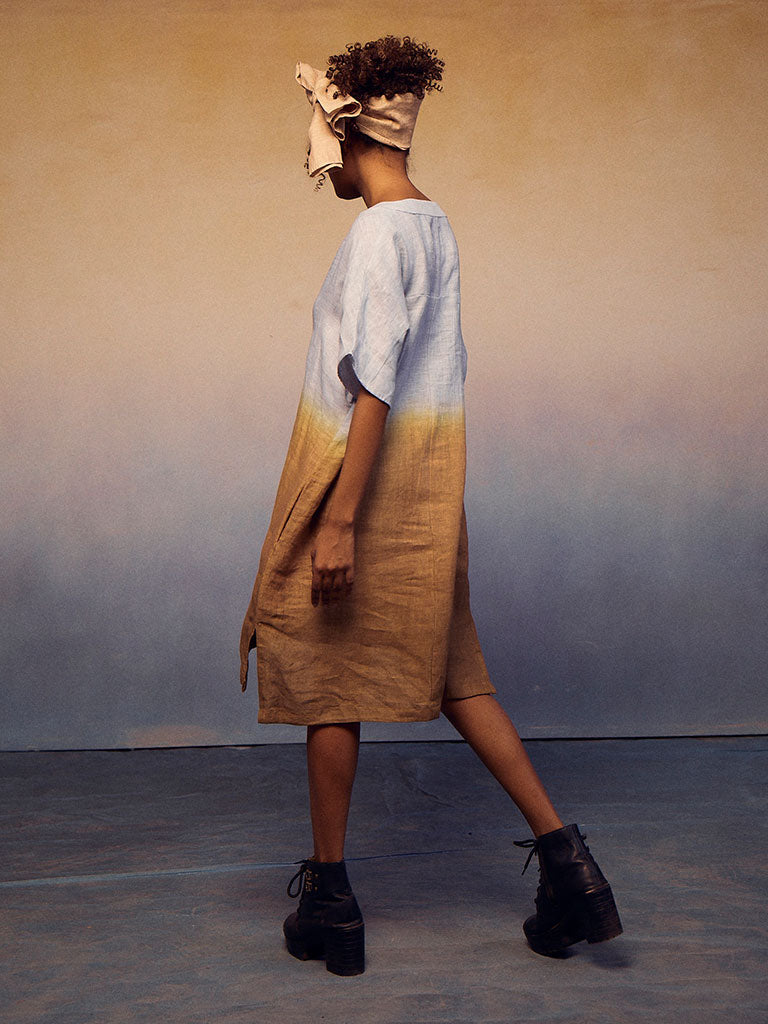 Ombre Block Dress Blue Cocoa DRESSES IKKIVI   