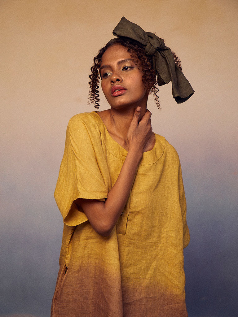 Ombre Block Dress Mustard Green DRESSES IKKIVI   