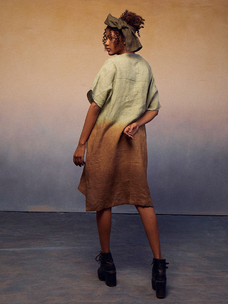 Ombre Block Dress Green Cocoa DRESSES IKKIVI   