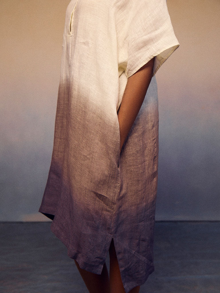 Ombre Block Dress Ivory Charcoal DRESSES IKKIVI   