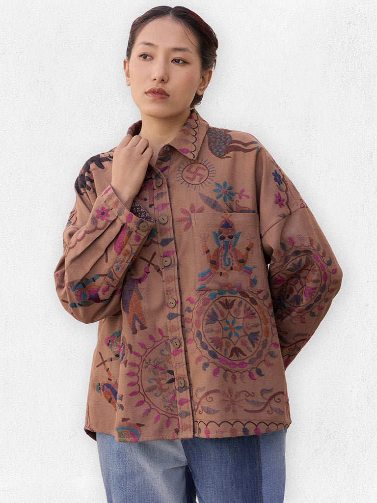 Mivaan Shacket TOPS IKKIVI One Size Pattern 1 Cotton